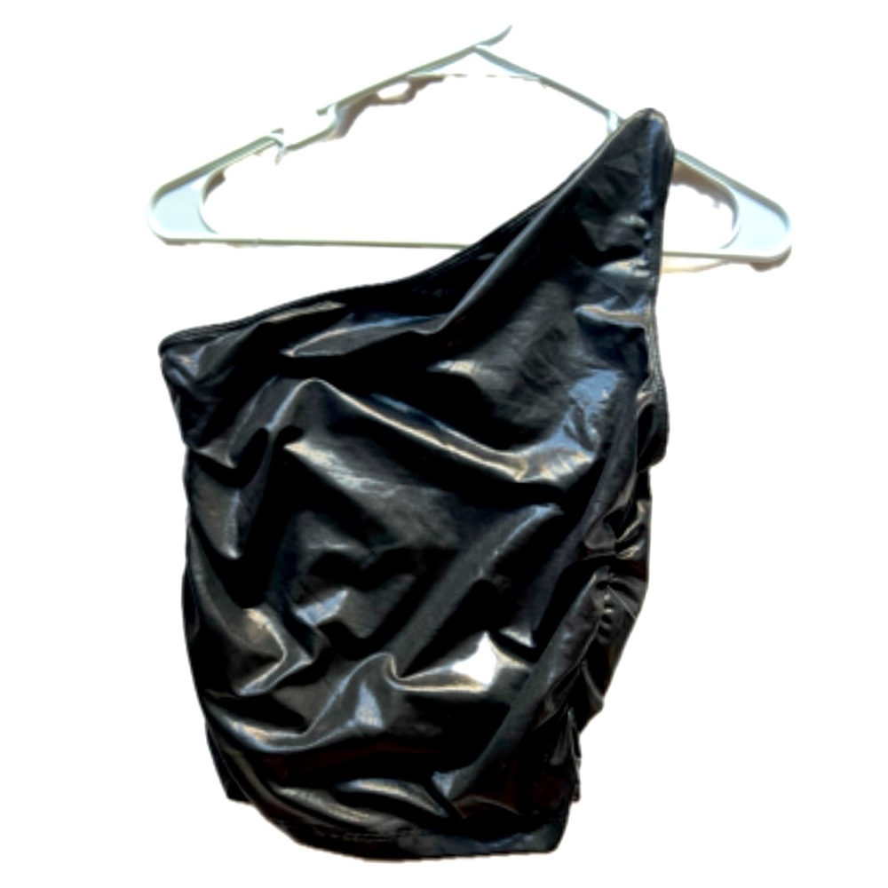 Black Metallic Crop Top